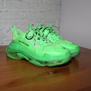 Balenciaga Triple S Logo Green Womens Sneakers Used